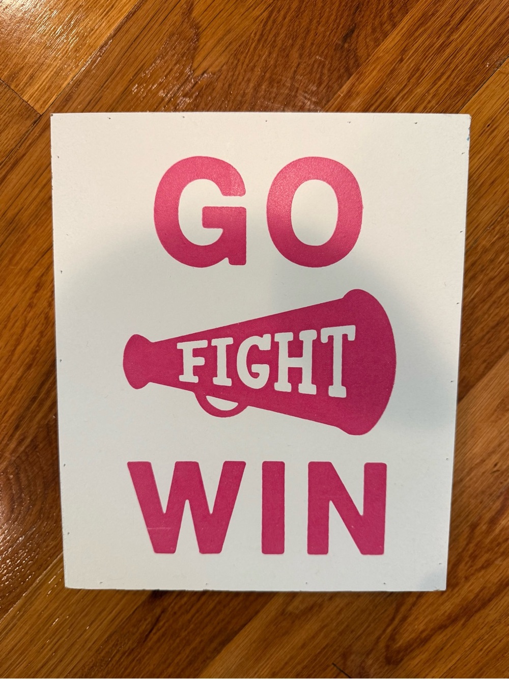 Hobby Lobby Pink "Go Fight Win" Cheer Wall Plaque Wall Decor, 7.87” x 9.45”